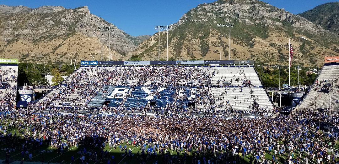 BYU Field Storming Over USC